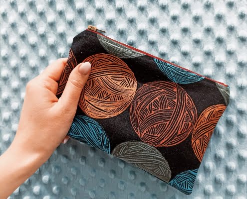 Bustina in canvas con la cerniera